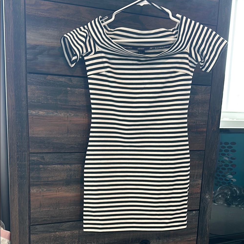 Forever 21 Black and White Striped Mini Dress
